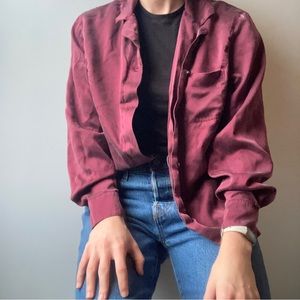 Pure Silk Maroon Long Sleeve Shirt